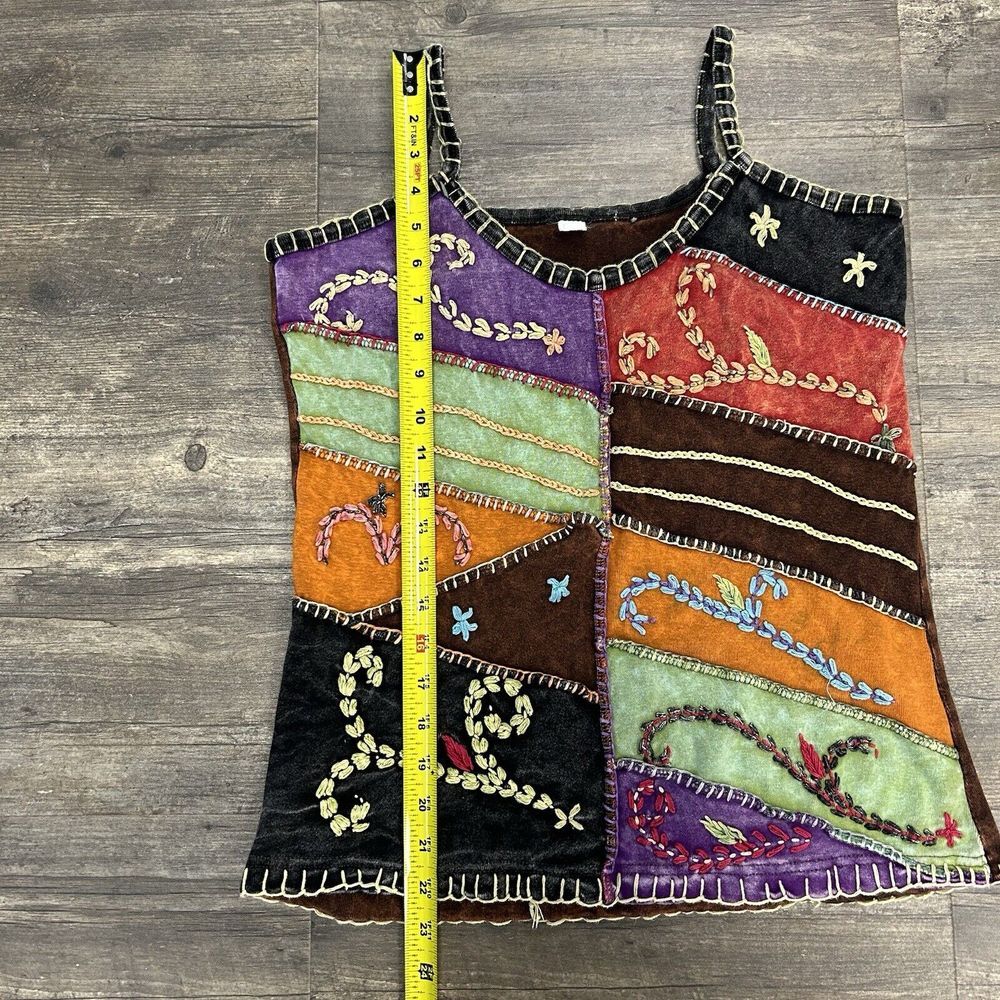 Multicolor Boho Sleeveless Patchwork Embroidery T… - image 5